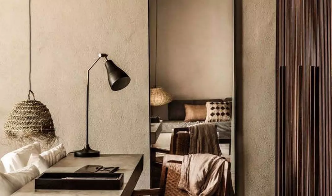 Clay plaster in a boho style interior