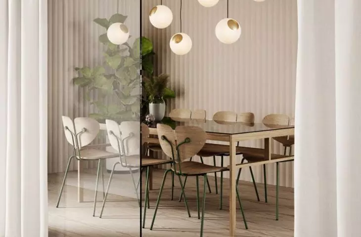 Krzesło z kolekcji Moth i lampy Bright Spot – sala konferencyjna