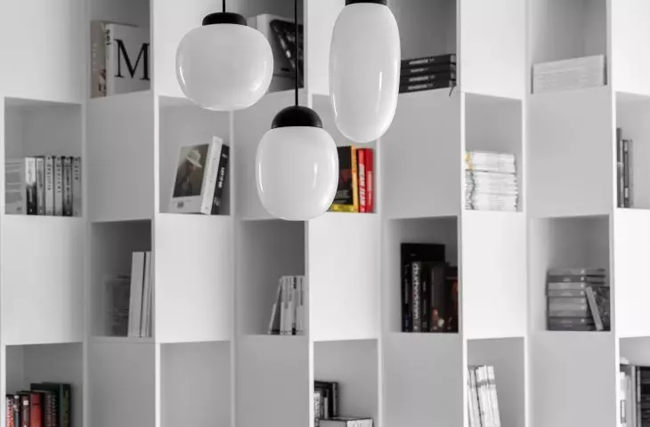 The bookcase is the heart of the living room