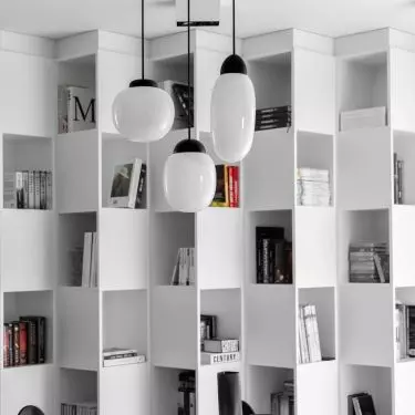 The bookcase is the heart of the living room