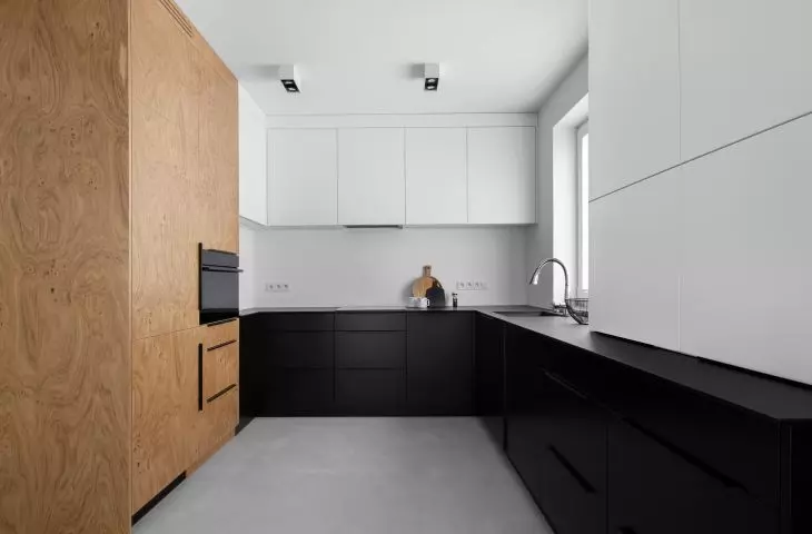 black and white kitchen