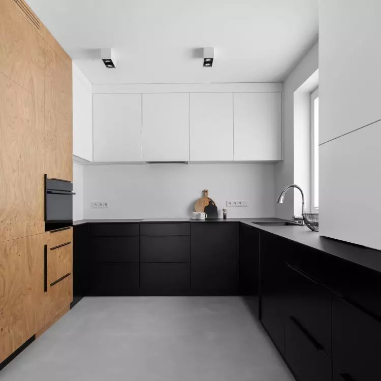 black and white kitchen