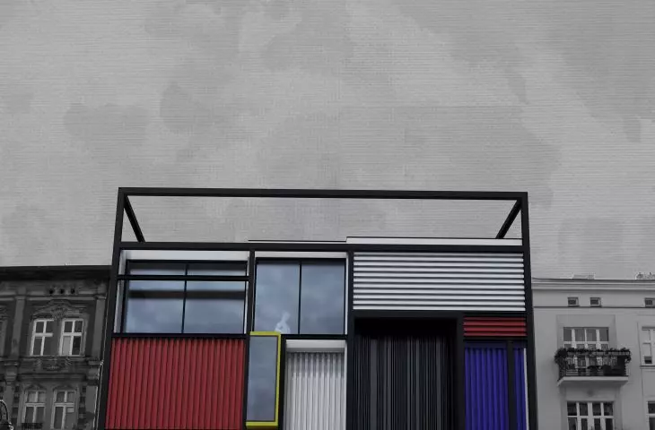 Projekt Centrum artystycznego w Łodzi, elewacja inspirowana neoplastycyzmem 