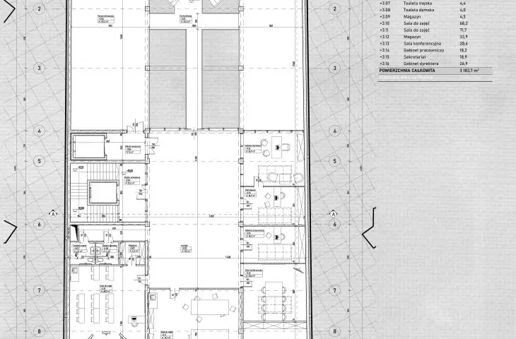 Projekt Centrum artystycznego w Łodzi, rzut 3. piętra