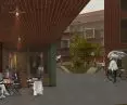 W parterze znajdują się usługi a w atrium zielone wyspy