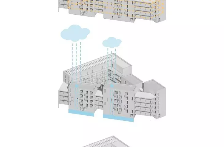 Living-hub project in London, installation diagrams