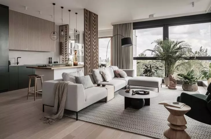 Kitchen with living room