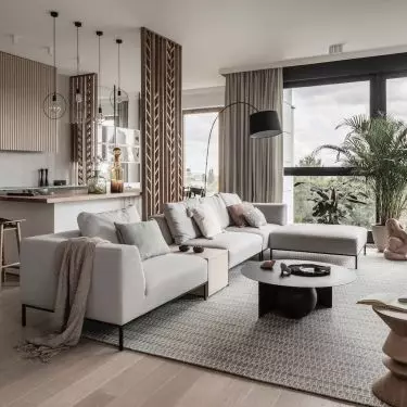 Kitchen with living room