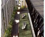 Stalowy pomost inspirowany oryginalnymi, znajdującymi się w obiekcie balustradami