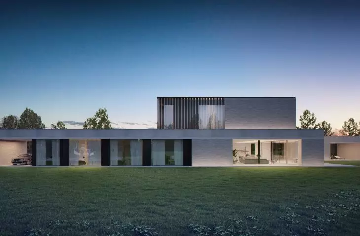 Visualization of the building from the garden side
