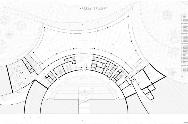 Projekt Muzeum Śniegu w Rovaniemi, rzut kondygnacji -1