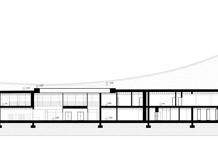Projekt Muzeum Śniegu w Rovaniemi, przekrój B-B
