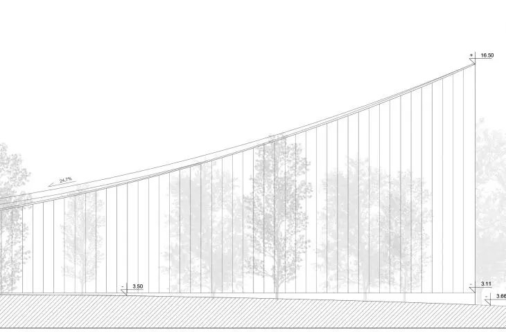 Projekt Muzeum Śniegu w Rovaniemi, elewacja północna