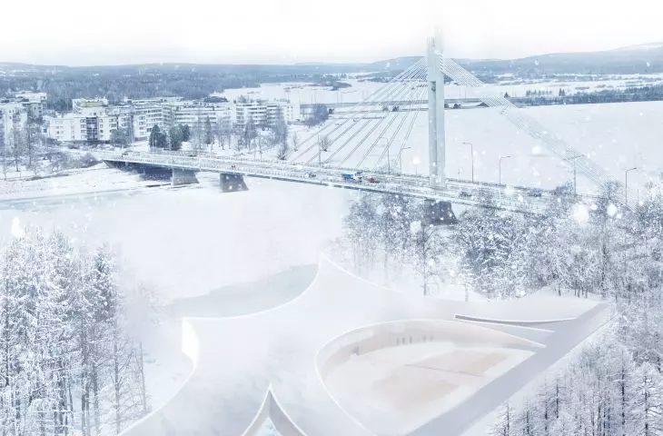 Projekt Muzeum Śniegu w Rovaniemi znajduje się nad rzeką