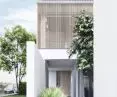 Garden IN house project, sheltered entrance from the street side