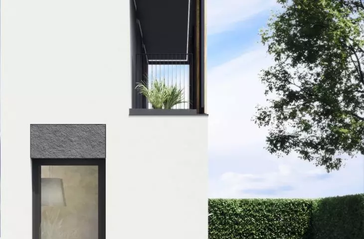 Split granite was used in the areas of the window lintels