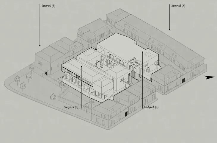 Sleep center, axonometry 
