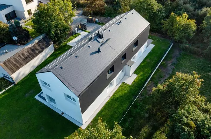 Cedral tiles on the roof and facade of a single-family house in Wroclaw, Poland