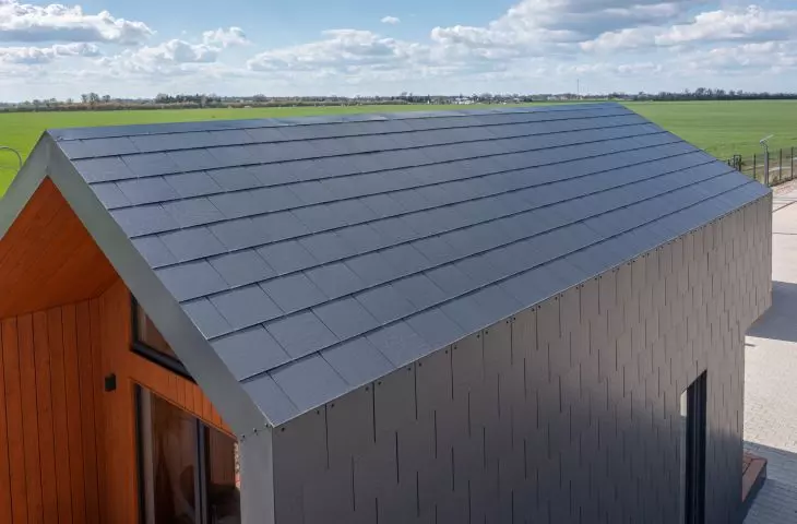 Cedral tiles on a show home by ABZ Modular Wooden Homes.