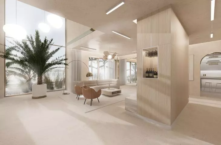Wnętrze domu inspirowane Chorwacją, salon