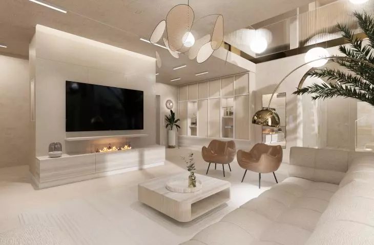 Salon z telewizorem w centralnym miejscu