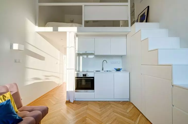 Studio in Warsaw, accented by wooden floor