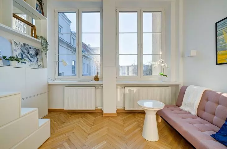 A distinctive feature is the large windows