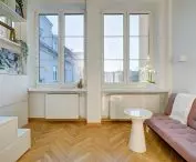 A distinctive feature is the large windows
