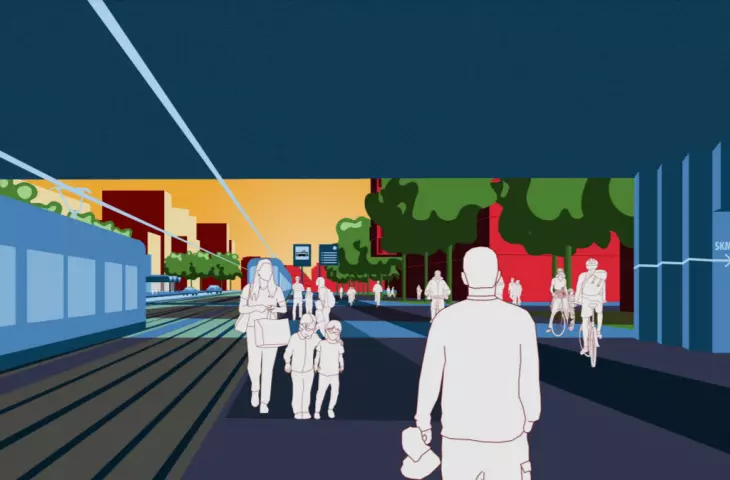 Tysiąclecia route - visualization of the tunnel under the eastern station