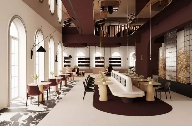 The cafe is located on the first floor