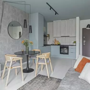 View of the kitchenette from the living room