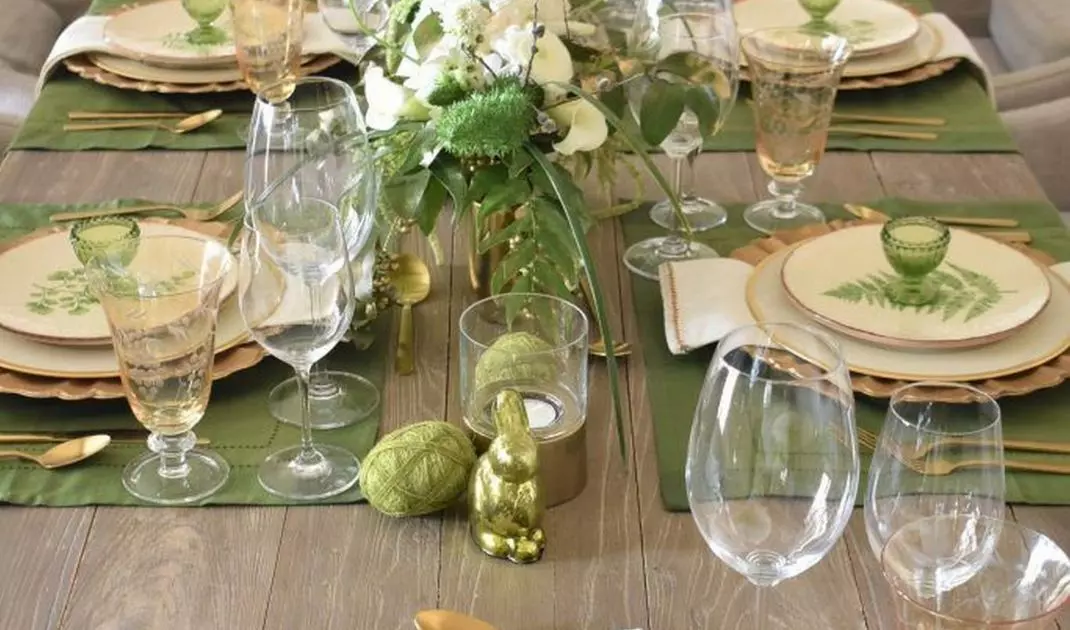 Table with green accessories