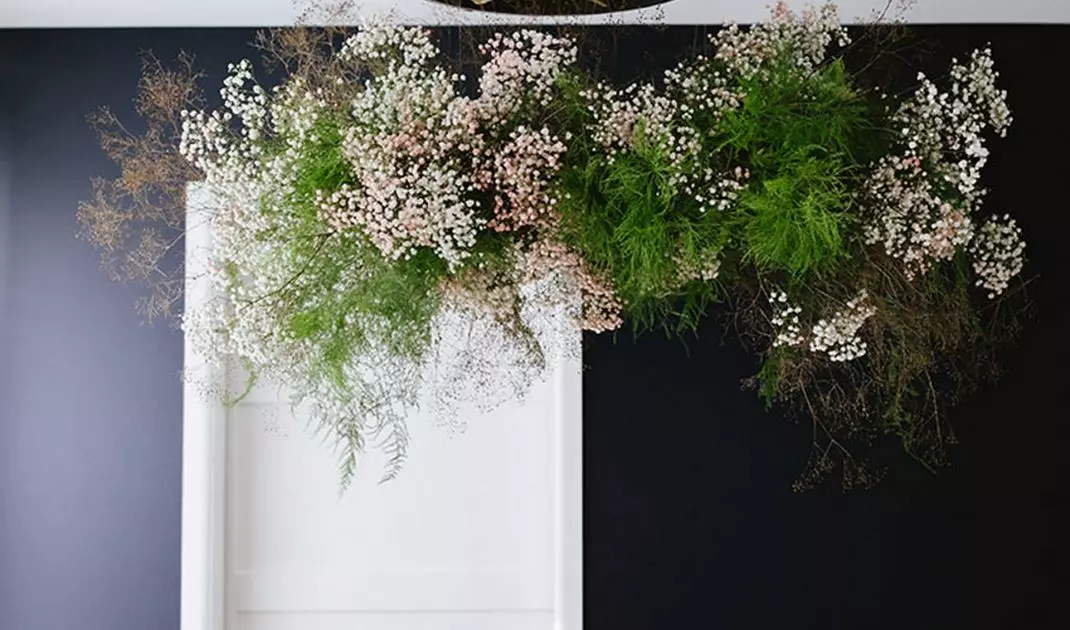 Suspended flower arrangement