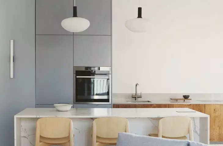 Interior of a blue apartment in Wroclaw