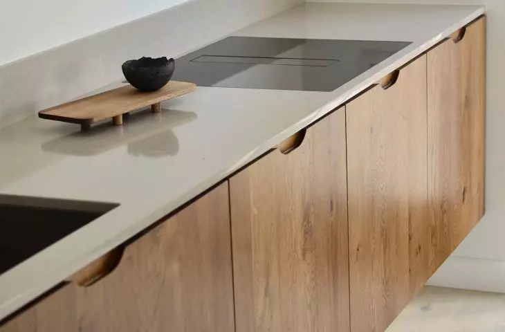 The fronts of the cabinets were made of solid wood