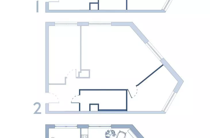 Design phases of the apartment, projections