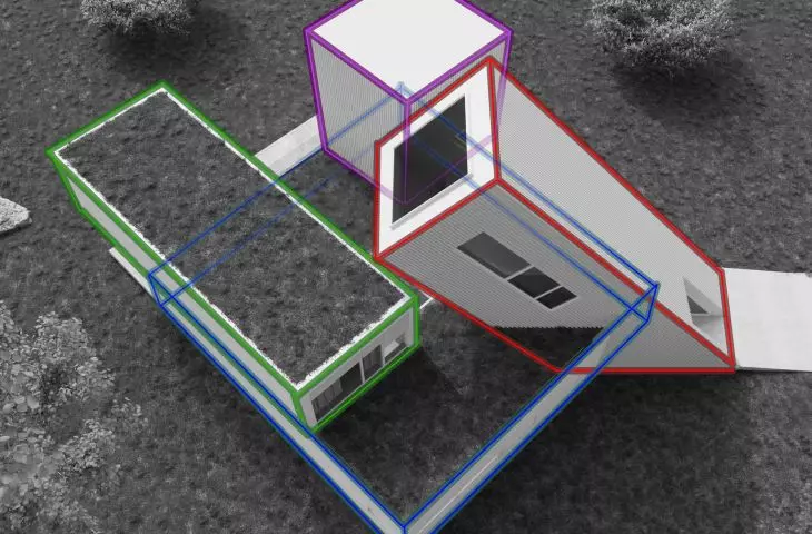 Casa Cubo de Rubik project, zoning 