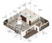 Projekt herbaciarni, aksonometria