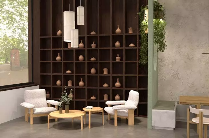 The architect used noble materials - wood and stone