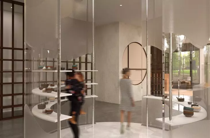 Tea room design, exhibition space