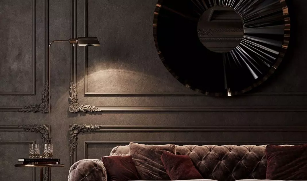 Rich ornamentation and quilted furniture in glamour style