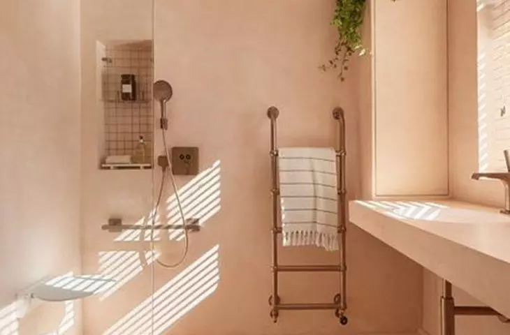 Pink microcement used in bathroom