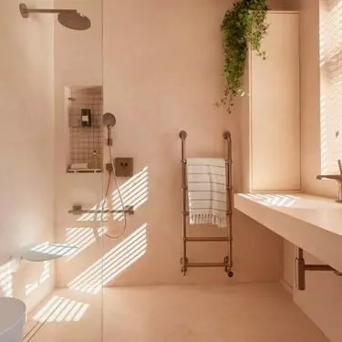Pink microcement used in bathroom