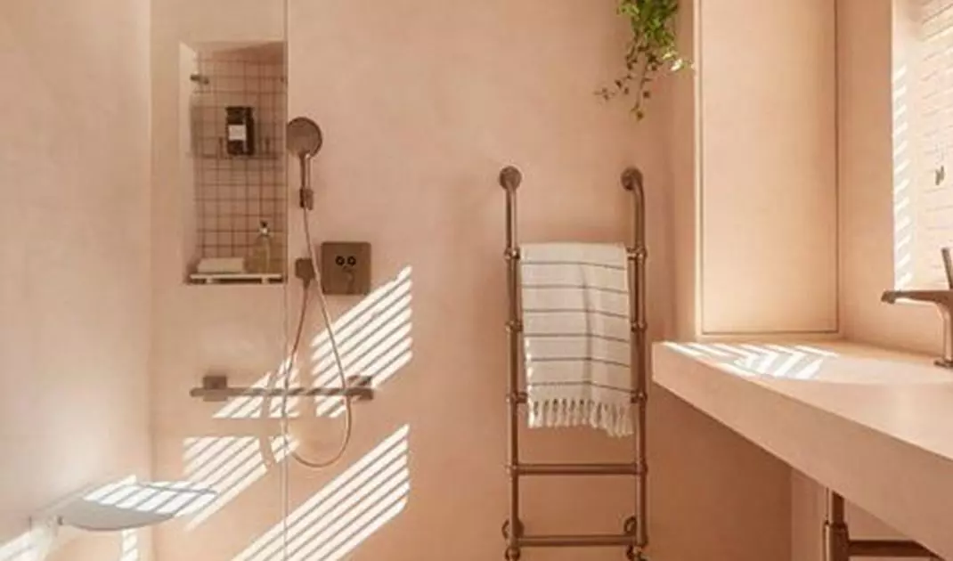 Pink microcement used in bathroom