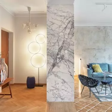 Hallway with living room