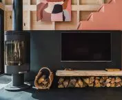 black fireplace