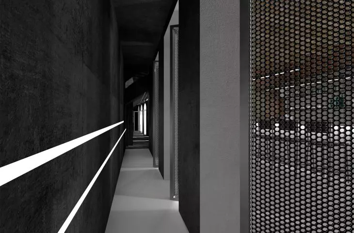 Narrow corridors of the cafe