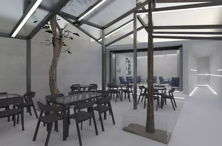  The irregular canopy was created so that the trees growing there would not have to be removed