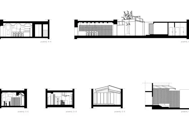 Cross sections of the Jazzclub cafe in Bielsko-Biala
