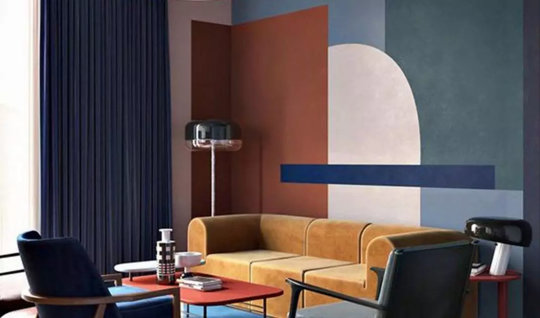 Colors in the interior in the mid-century modern style